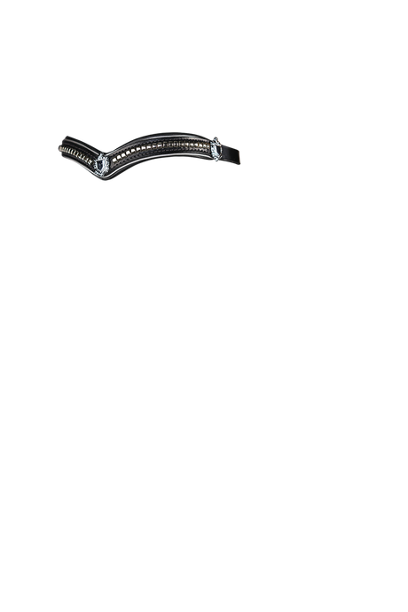 S/S CLINCHER V WITH SHIELDS SILVER PIPING - BLACK BROWBAND - Flexible Fit Equestrian Australia