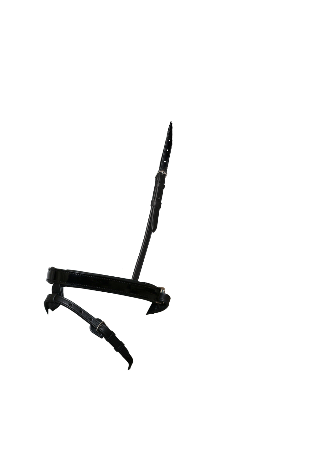 STRAIGHT FLAT PATENT CONVERTER CRANK - BLACK SNAFFLE/DOUBLE NOSEBAND - Flexible Fit Equestrian Australia