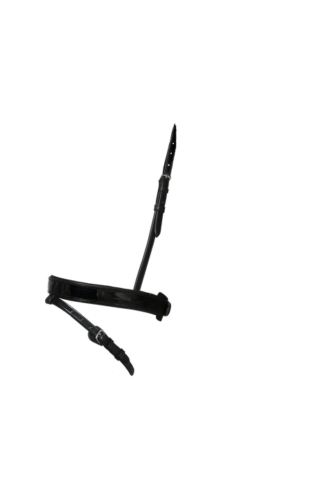STRAIGHT FLAT PATENT HANOVERIAN EVENTER - BLACK NOSEBAND - Flexible Fit Equestrian Australia