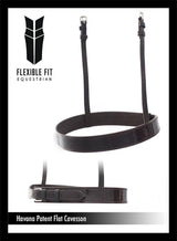 STRAIGHT FLAT PATENT SHOW CAVESSON - HAVANA NOSEBAND - Flexible Fit Equestrian Australia