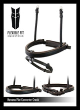 STRAIGHT FLAT PLAIN CONVERTER CRANK - HAVANA SNAFFLE/DOUBLE NOSEBAND - Flexible Fit Equestrian Australia