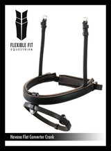 STRAIGHT FLAT PLAIN CONVERTER CRANK - HAVANA SNAFFLE/DOUBLE NOSEBAND - Flexible Fit Equestrian Australia