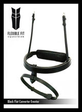 STRAIGHT FLAT PLAIN CONVERTER EVENTER - BLACK SNAFFLE/DOUBLE NOSEBAND - Flexible Fit Equestrian Australia