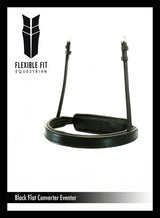 STRAIGHT FLAT PLAIN CONVERTER EVENTER - BLACK SNAFFLE/DOUBLE NOSEBAND - Flexible Fit Equestrian Australia