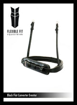 STRAIGHT FLAT PLAIN CONVERTER EVENTER - BLACK SNAFFLE/DOUBLE NOSEBAND - Flexible Fit Equestrian Australia
