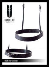 Straight Flat Plain Show Cavesson - Black Noseband - Flexible Fit Equestrian Australia