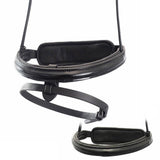 STRAIGHT RAISED PATENT CONVERTER EVENTER - BLACK SNAFFLE/DOUBLE NOSEBAND - Flexible Fit Equestrian Australia