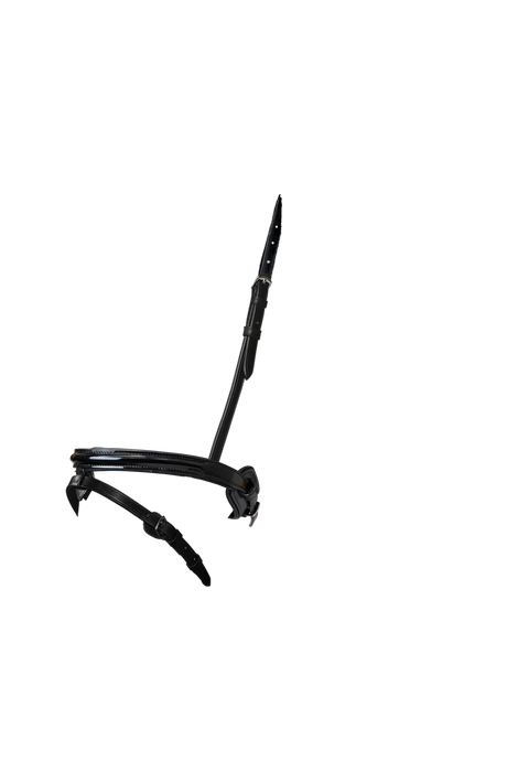 STRAIGHT RAISED PATENT CONVERTER EVENTER - BLACK SNAFFLE/DOUBLE NOSEBAND - Flexible Fit Equestrian Australia