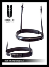 STRAIGHT RAISED PATENT SHOW CAVESSON - BLACK NOSEBAND - Flexible Fit Equestrian Australia