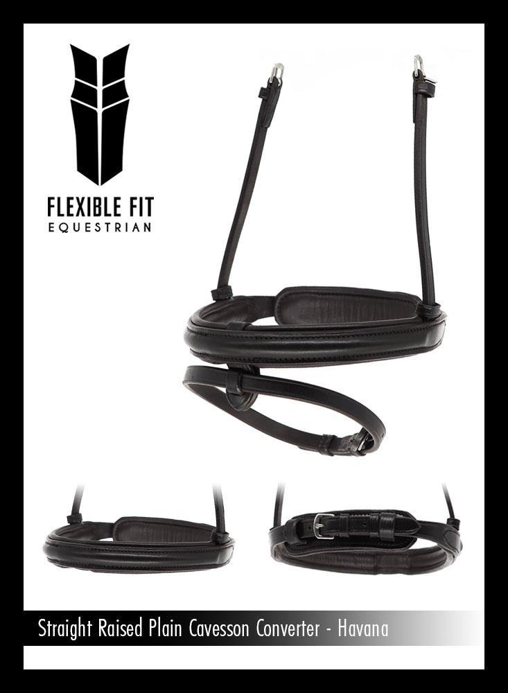 STRAIGHT RAISED PLAIN CONVERTER EVENTER - HAVANA SNAFFLE/DOUBLE NOSEBAND - Flexible Fit Equestrian Australia