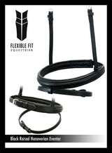 STRAIGHT RAISED PLAIN HANOVERIAN EVENTER - BLACK NOSEBAND - Flexible Fit Equestrian Australia