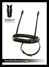 STRAIGHT RAISED PLAIN HANOVERIAN EVENTER - HAVANA NOSEBAND - Flexible Fit Equestrian Australia