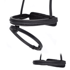 STRAIGHT RAISED SILVER PIPE CONVERTER EVENTER - BLACK SNAFFLE/DOUBLE NOSEBAND - Flexible Fit Equestrian Australia