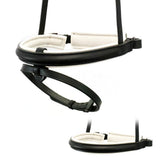 STRAIGHT RAISED WHITE PADDED CONVERTER CRANK - BLACK SNAFFLE/DOUBLE NOSEBAND - Flexible Fit Equestrian Australia