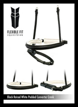 STRAIGHT RAISED WHITE PADDED CONVERTER CRANK - BLACK SNAFFLE/DOUBLE NOSEBAND - Flexible Fit Equestrian Australia