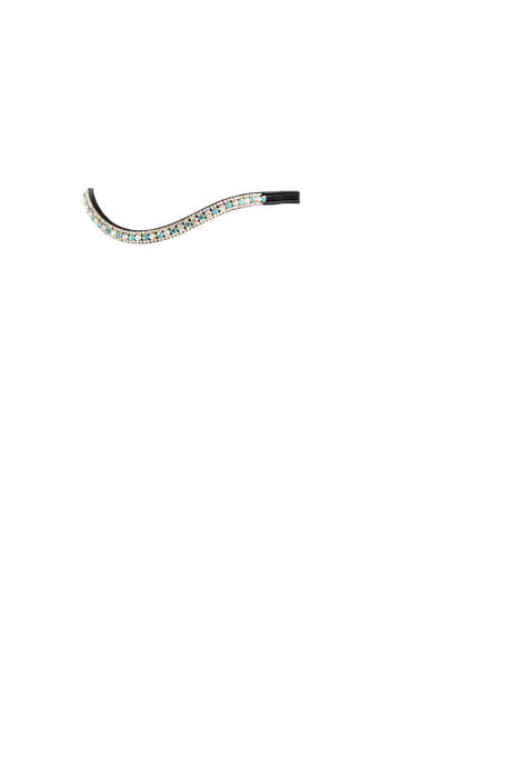 Turquoise & Clear Thin Crystal Wave - Black Browband