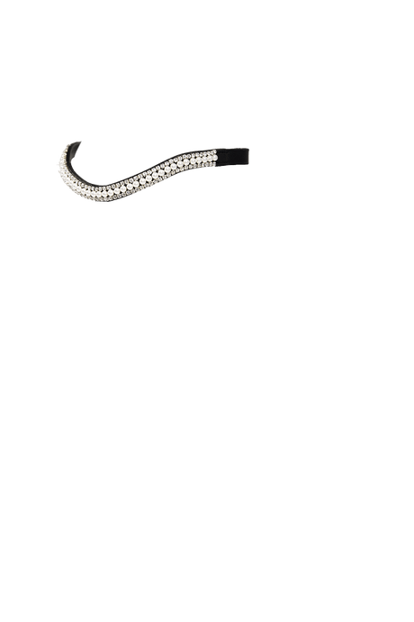 White Pearl with Clear Crystal Wave - Black Browband - Flexible Fit Equestrian Australia